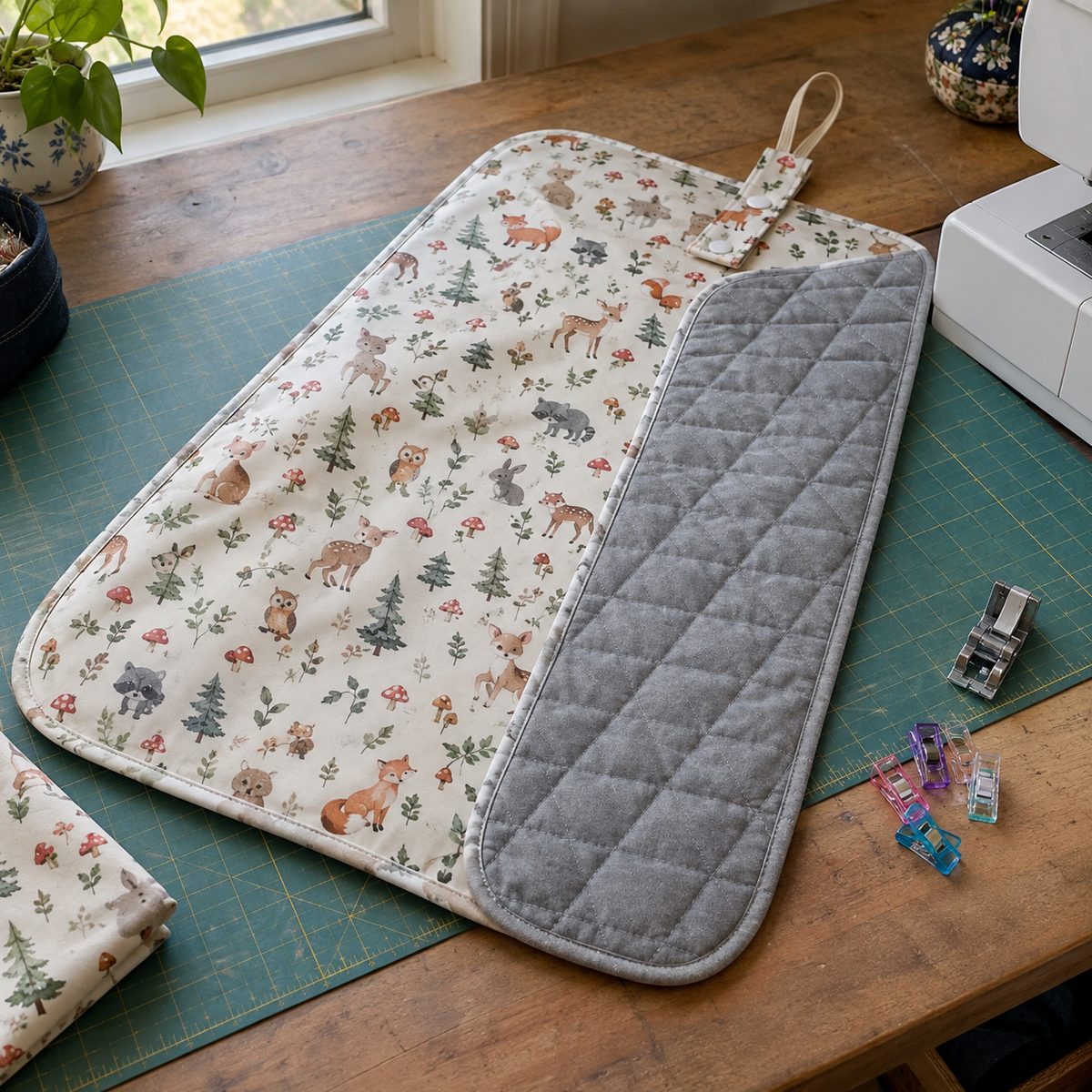 Portable quilted changing pad with laminated cotton lining