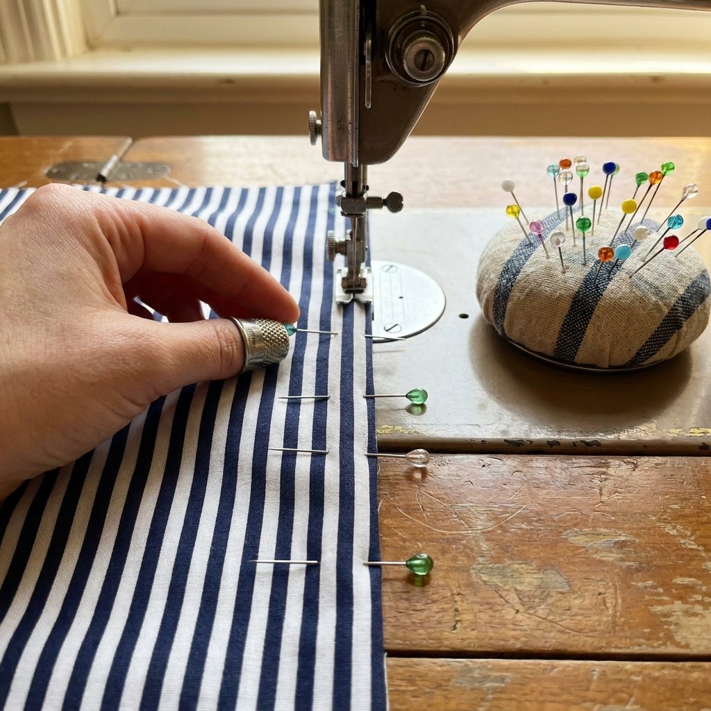 Removing pins before they reach the sewing machine presser foot
